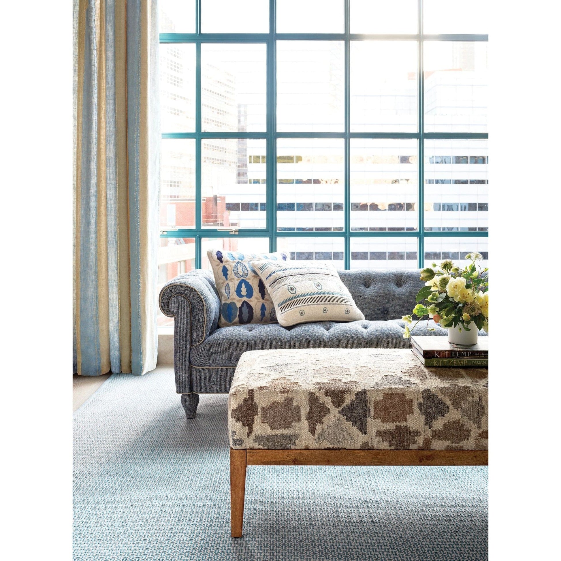 Miss Muffet French Blue Handwoven Cotton Rug Rugs 