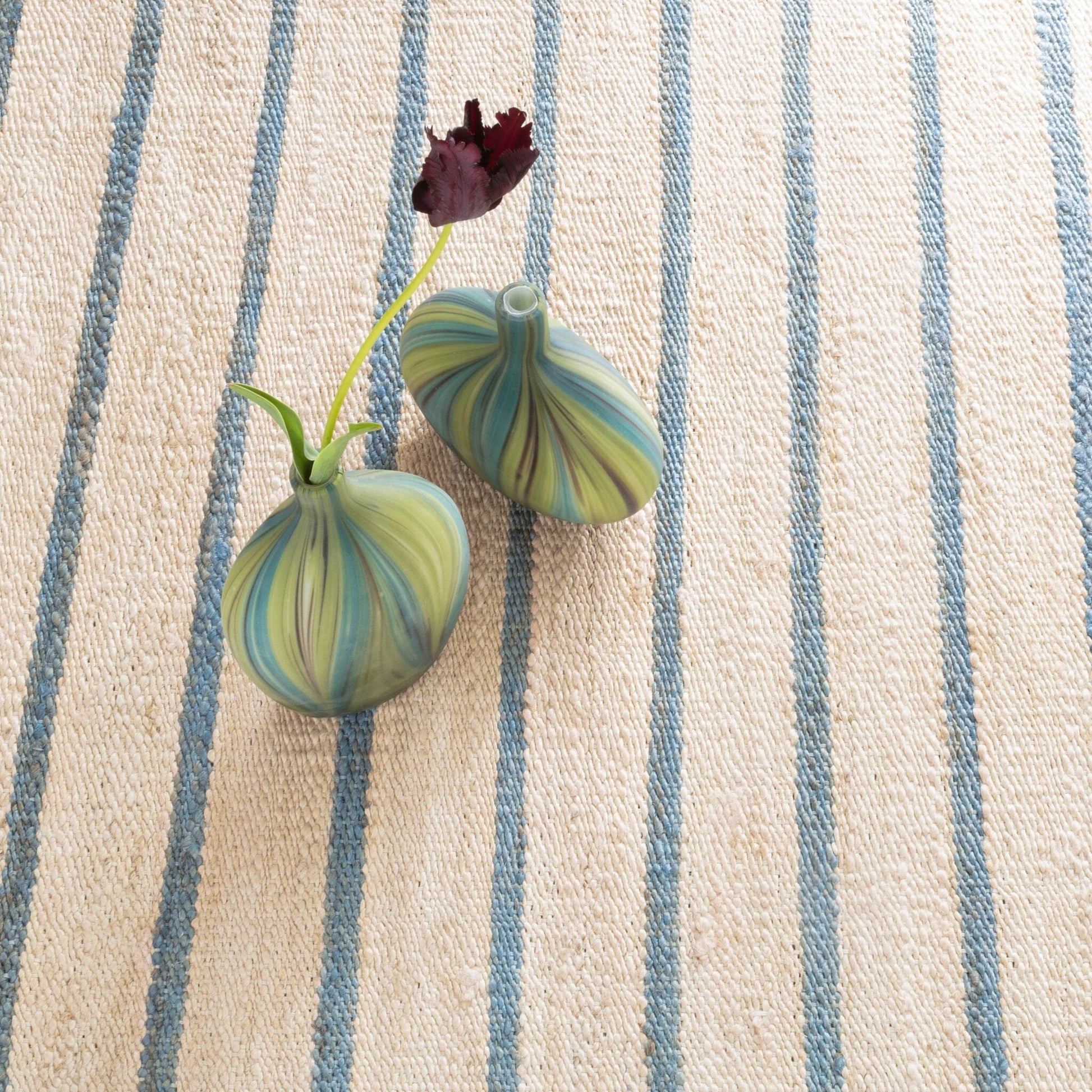 Moana Stripe Handwoven Jute Rug - Blue Rugs 