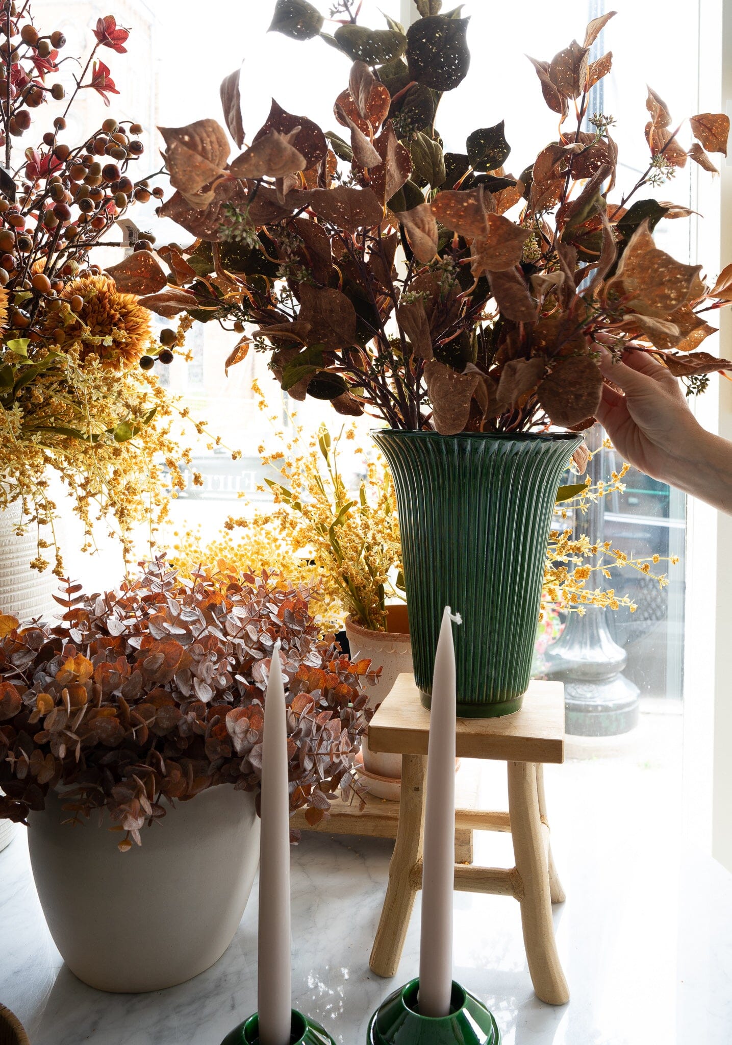 Mustard & Orange Silver Dollar Eucalyptus 38" Greenery 