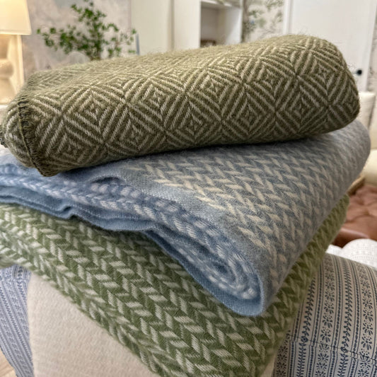 New Zealand Wool Throw - Light Blue Throws 