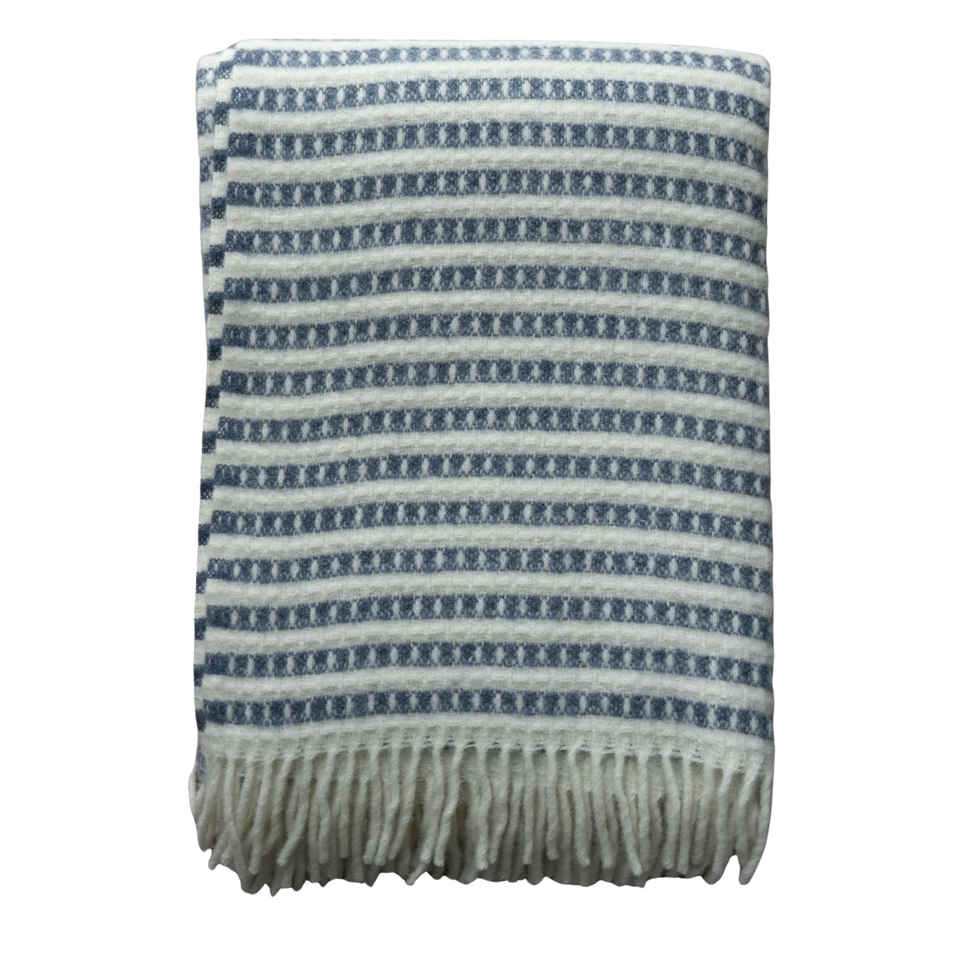 New Zealand Wool Throw - Striped Navy Throws 