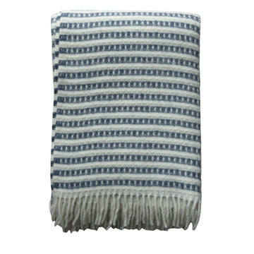 New Zealand Wool Throw - Striped Navy Throws 
