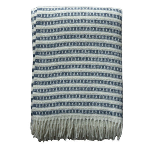 New Zealand Wool Throw - Striped Navy Throws 