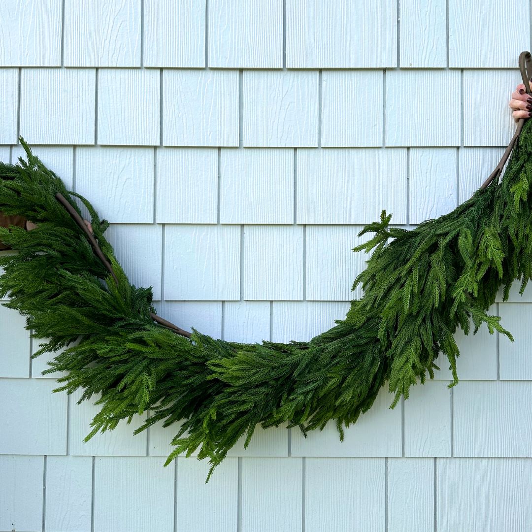 Norfolk Thick Pine Garland 77" Greenery 