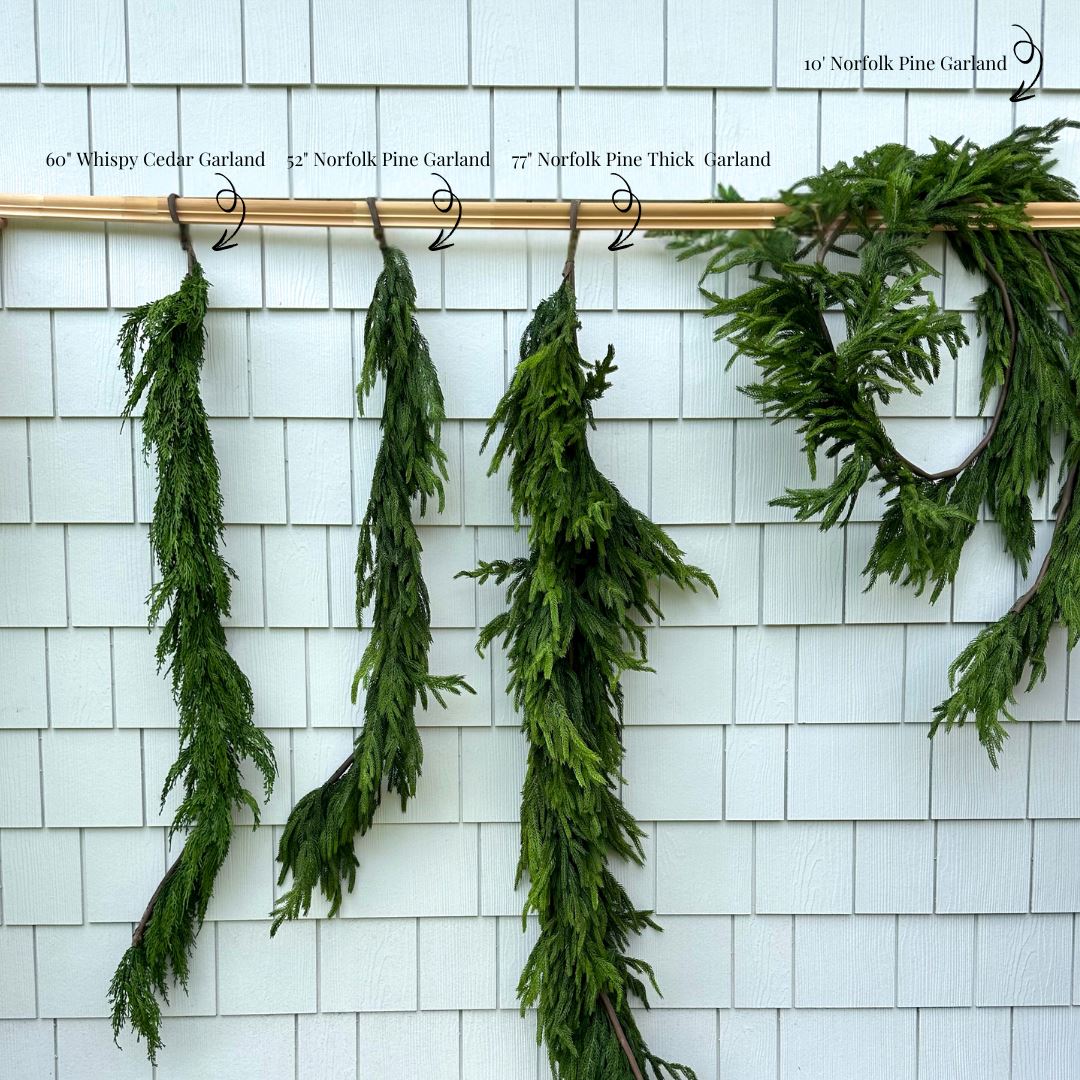 Norfolk Thick Pine Garland 77" Greenery 