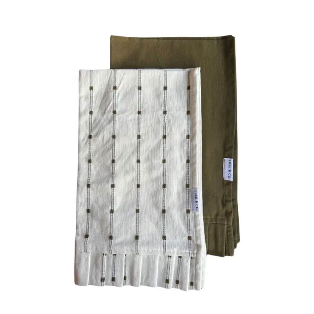 Olive Green Ruffle Kitchen Dish Towel Kitchen 