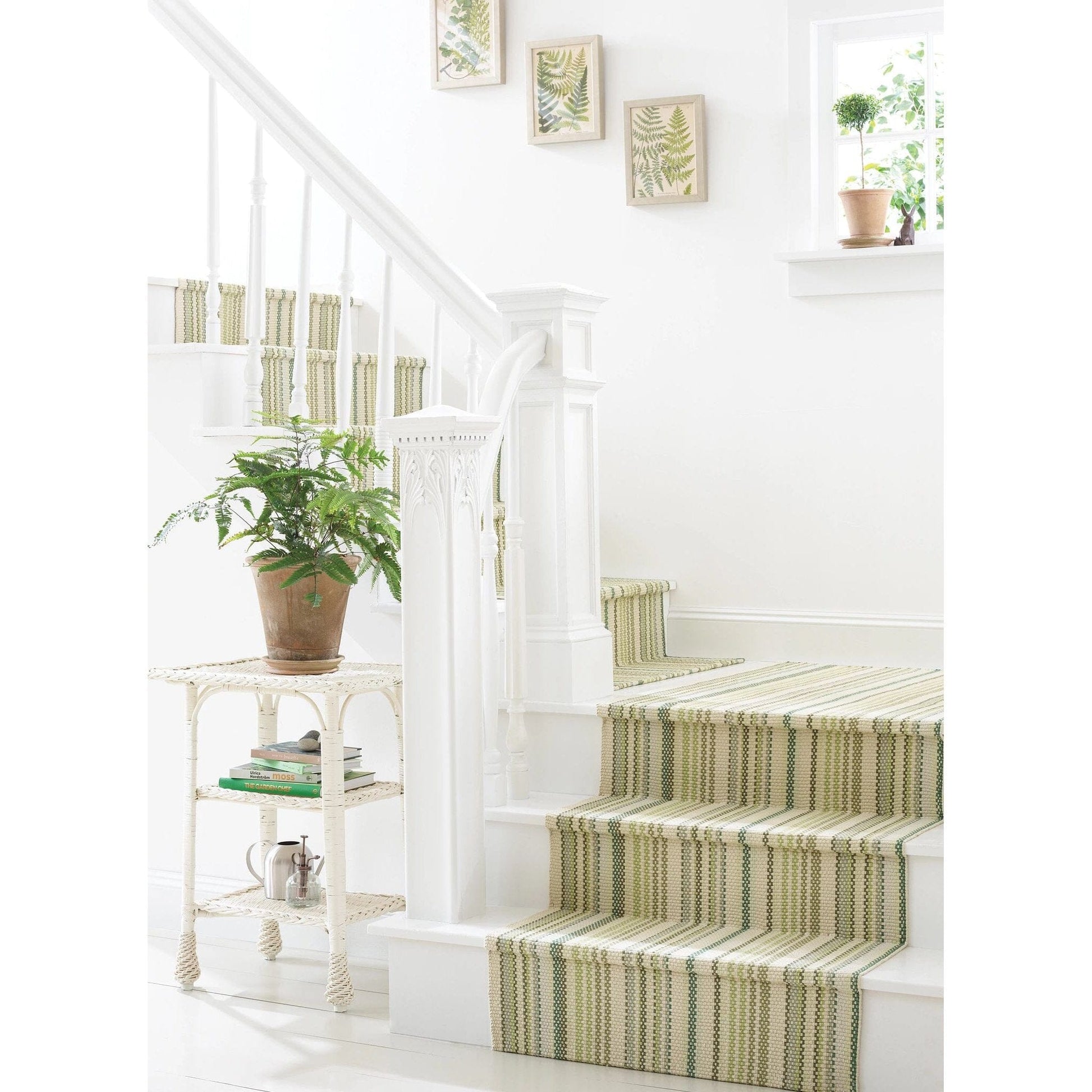 Oslo Stripe Green Handwoven Cotton Rug Rugs 