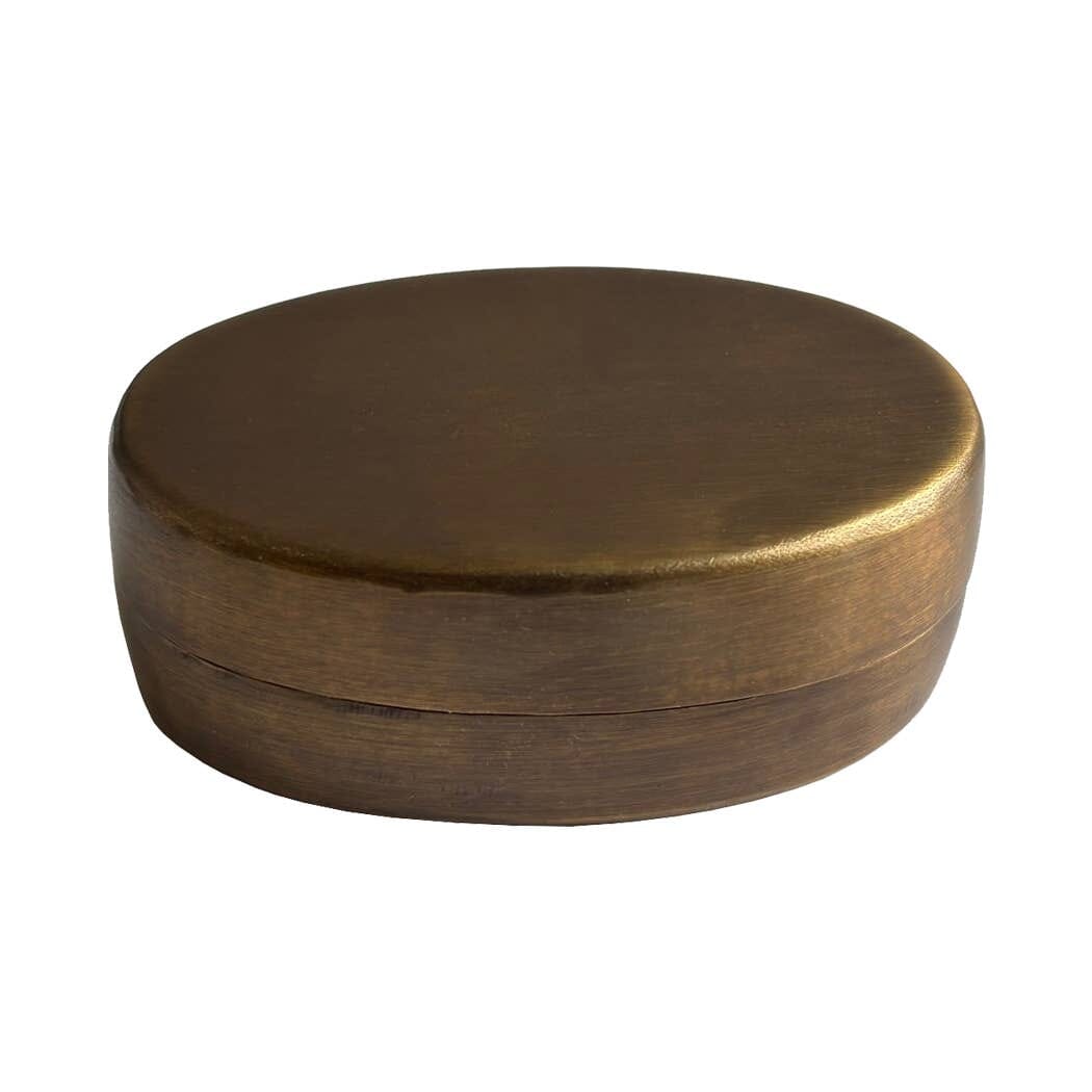 Oval Antiqued Brass Storage Box Decorative Accessories 