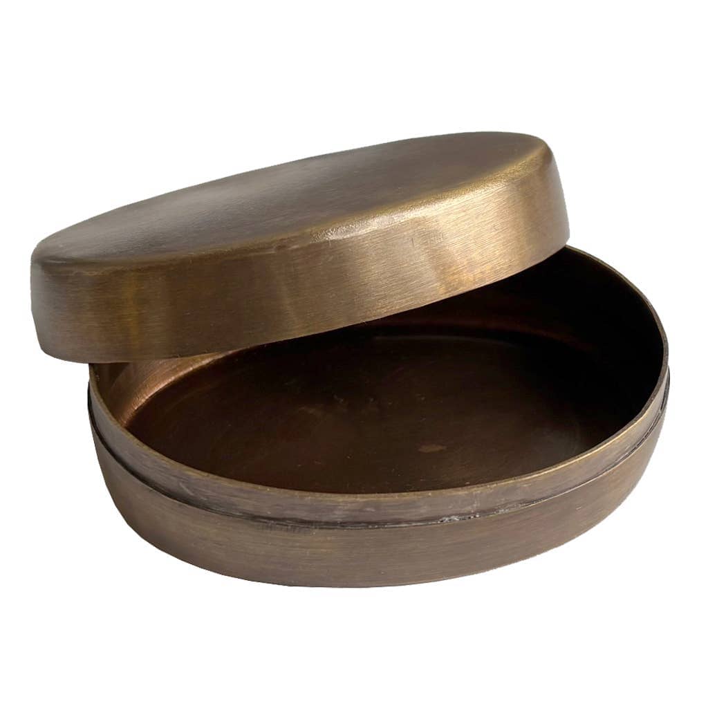 Oval Antiqued Brass Storage Box Decorative Accessories 