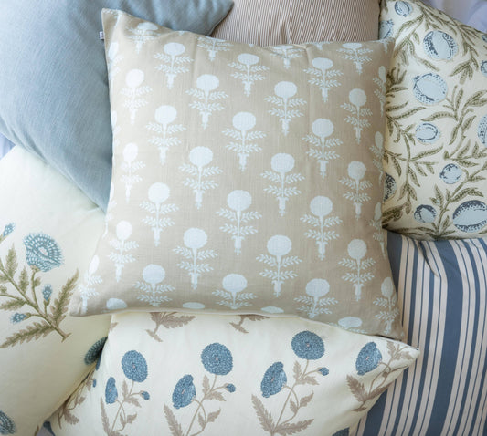 Oyster Block Print Pillow 22" Pillows 