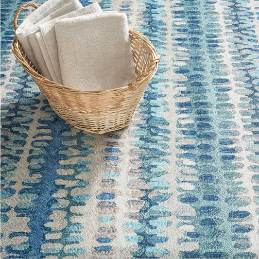 Paint Chip Blue Machine Washable Rug WASHABLE 