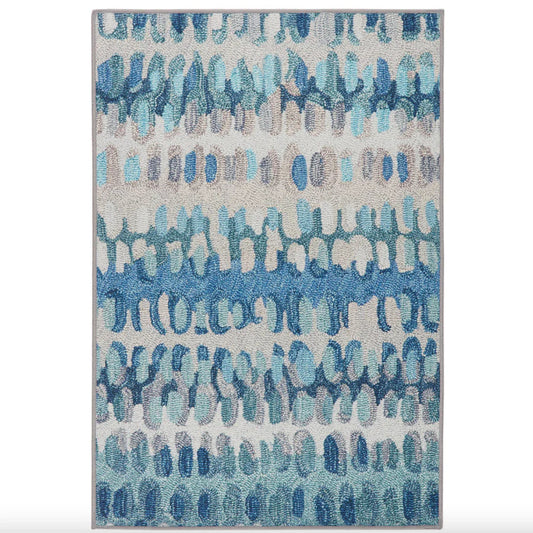 Paint Chip Blue Machine Washable Rug WASHABLE 