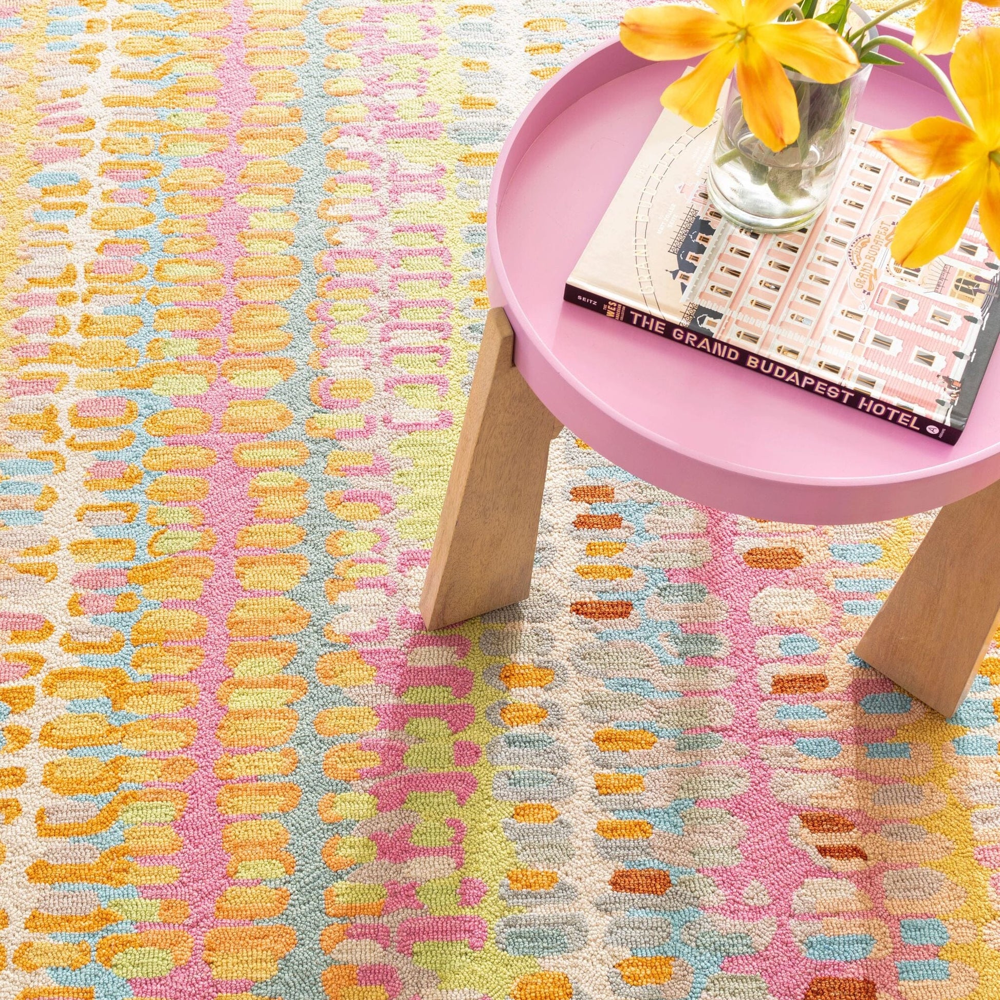 Paint Chip Confetti Hand Micro Hooked Wool Rug Rugs 