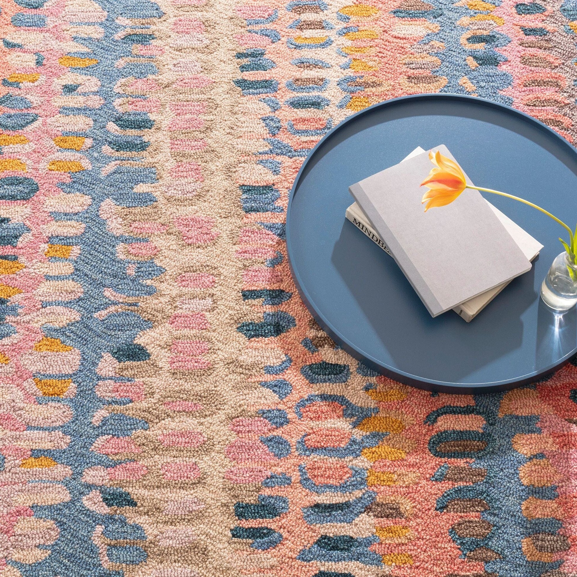 Paint Chip Coral Hand Micro Hooked Wool Rug Rugs 