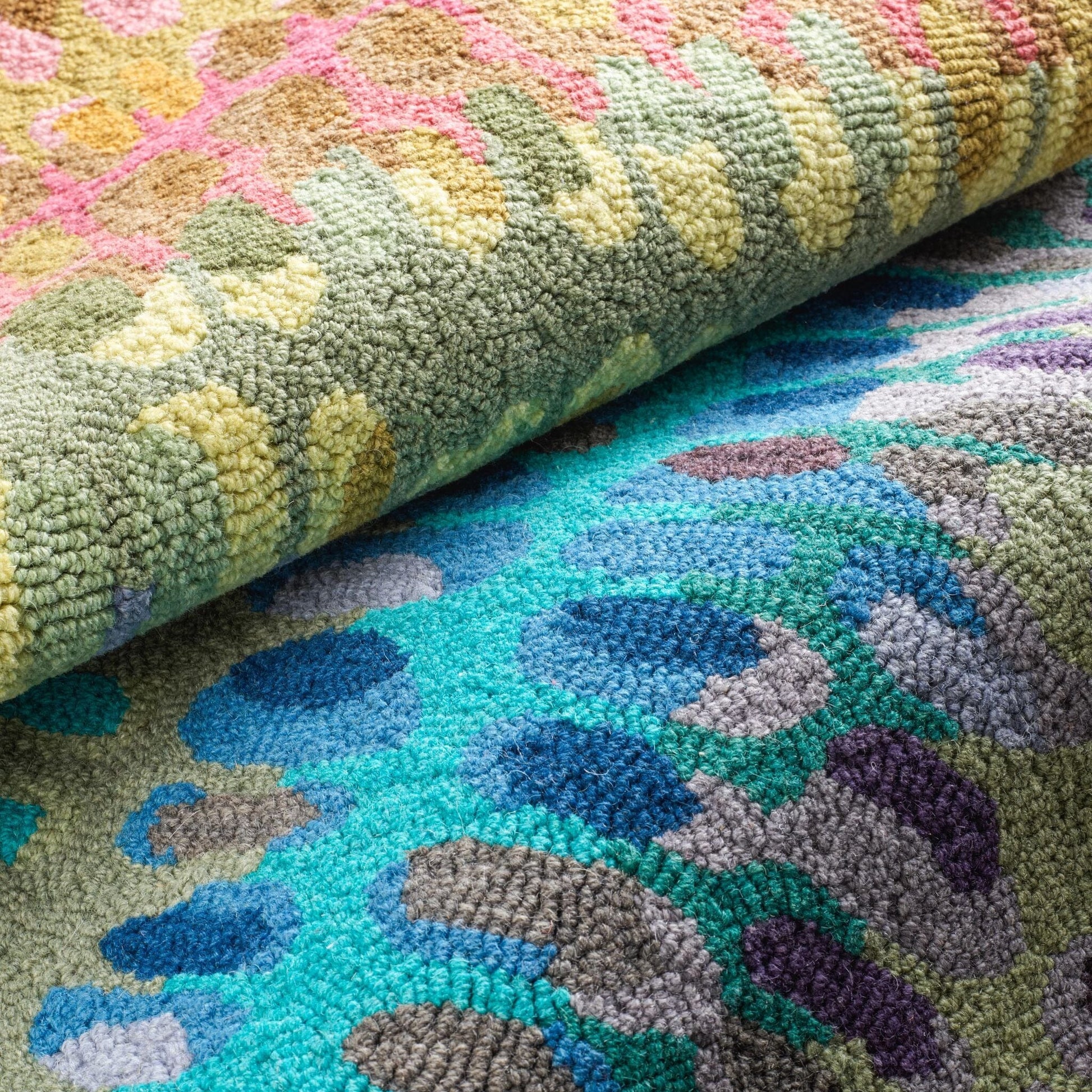 Paint Chip Multi Hand Micro Hooked Wool Rug Rugs 