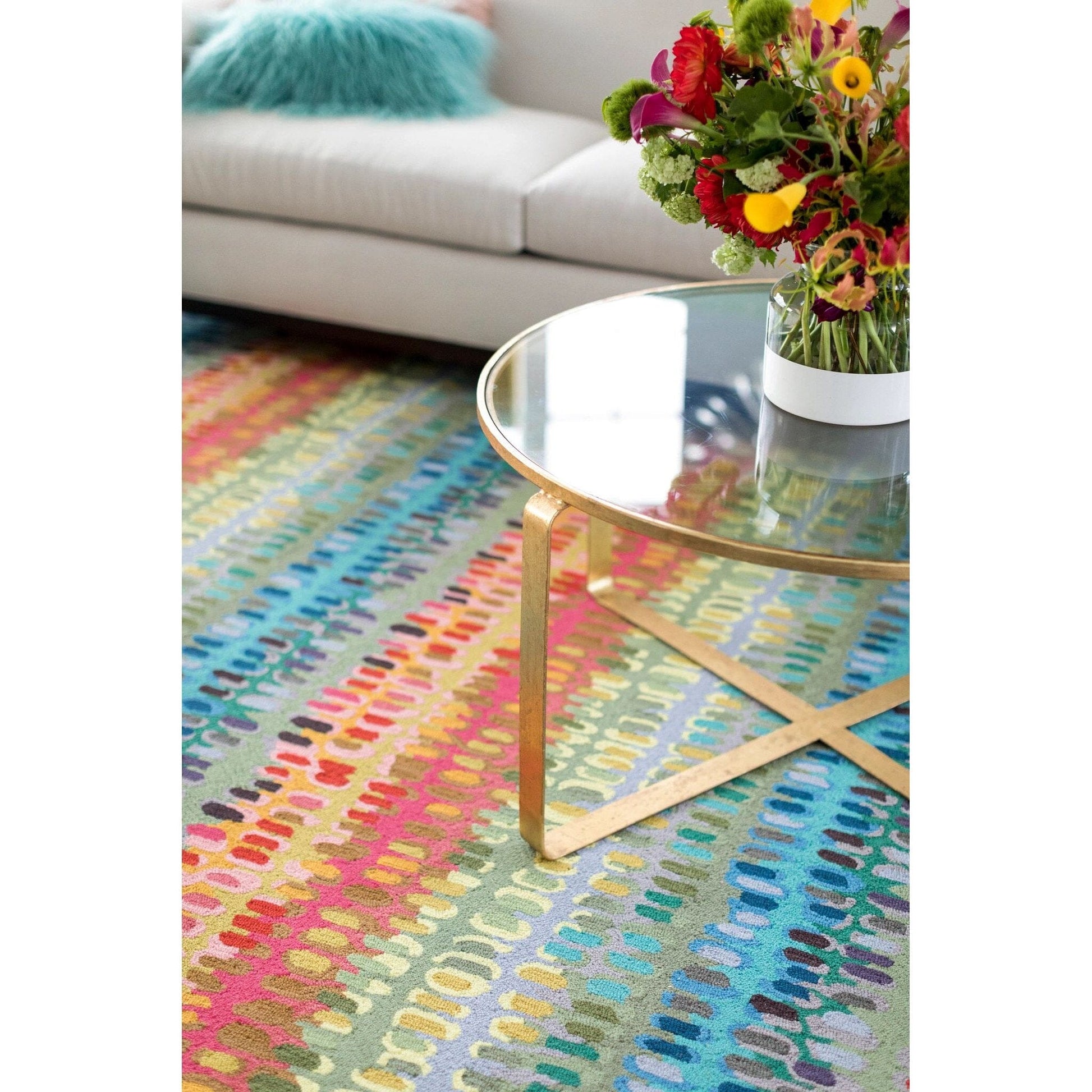 Paint Chip Multi Hand Micro Hooked Wool Rug Rugs 