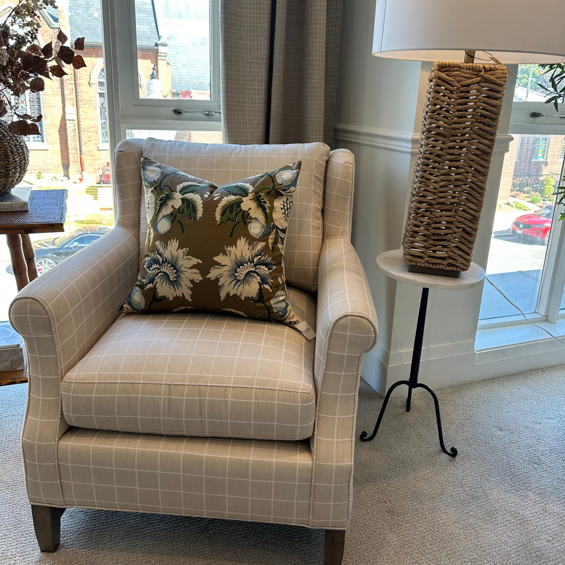 Pair of Louie Chairs, Box Office Cashmere Sunbrella - Floor Models 