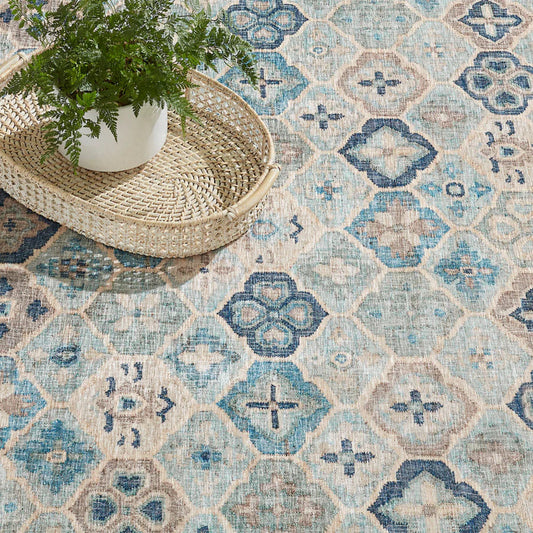 Pali Blue Machine Washable Rug WASHABLE 