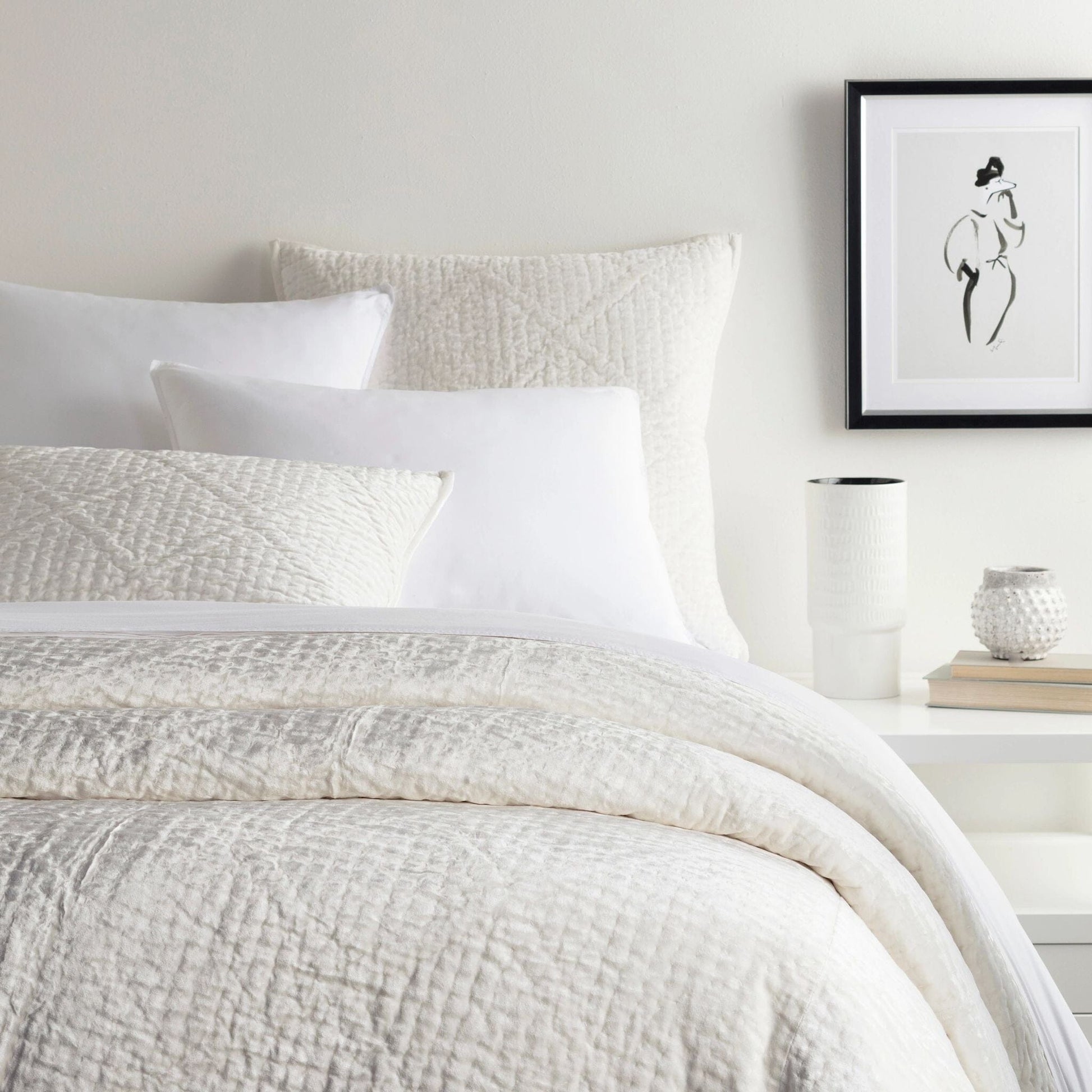 Parisienne Velvet Dove White Quilted Sham Quilted Sham 