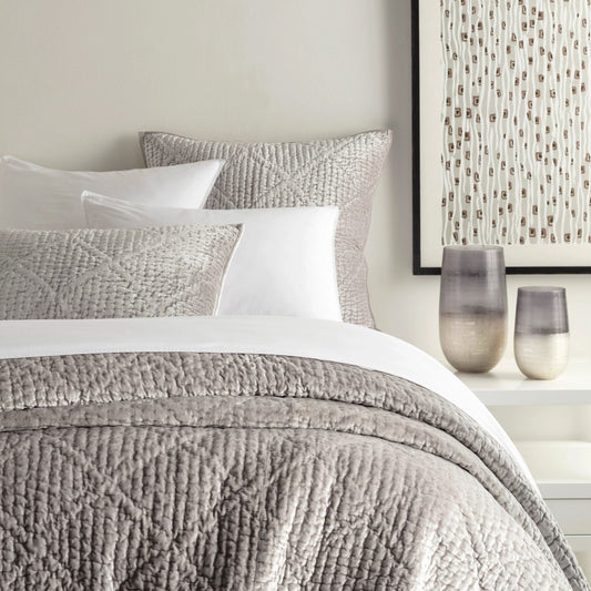 Parisienne Velvet Grey Quilted Sham Quilted Sham 