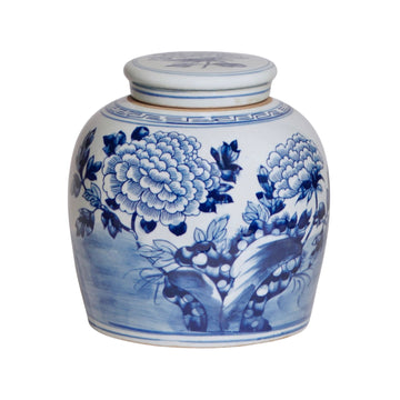 Peony Blue and White Ginger Jar Vases, Planters & Jars 