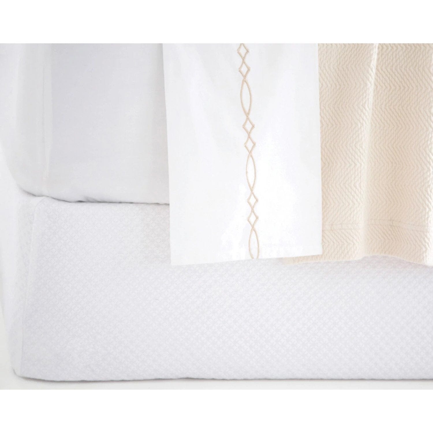 Petite Trellis White Matelasse Box Spring Cover Box Spring Cover 