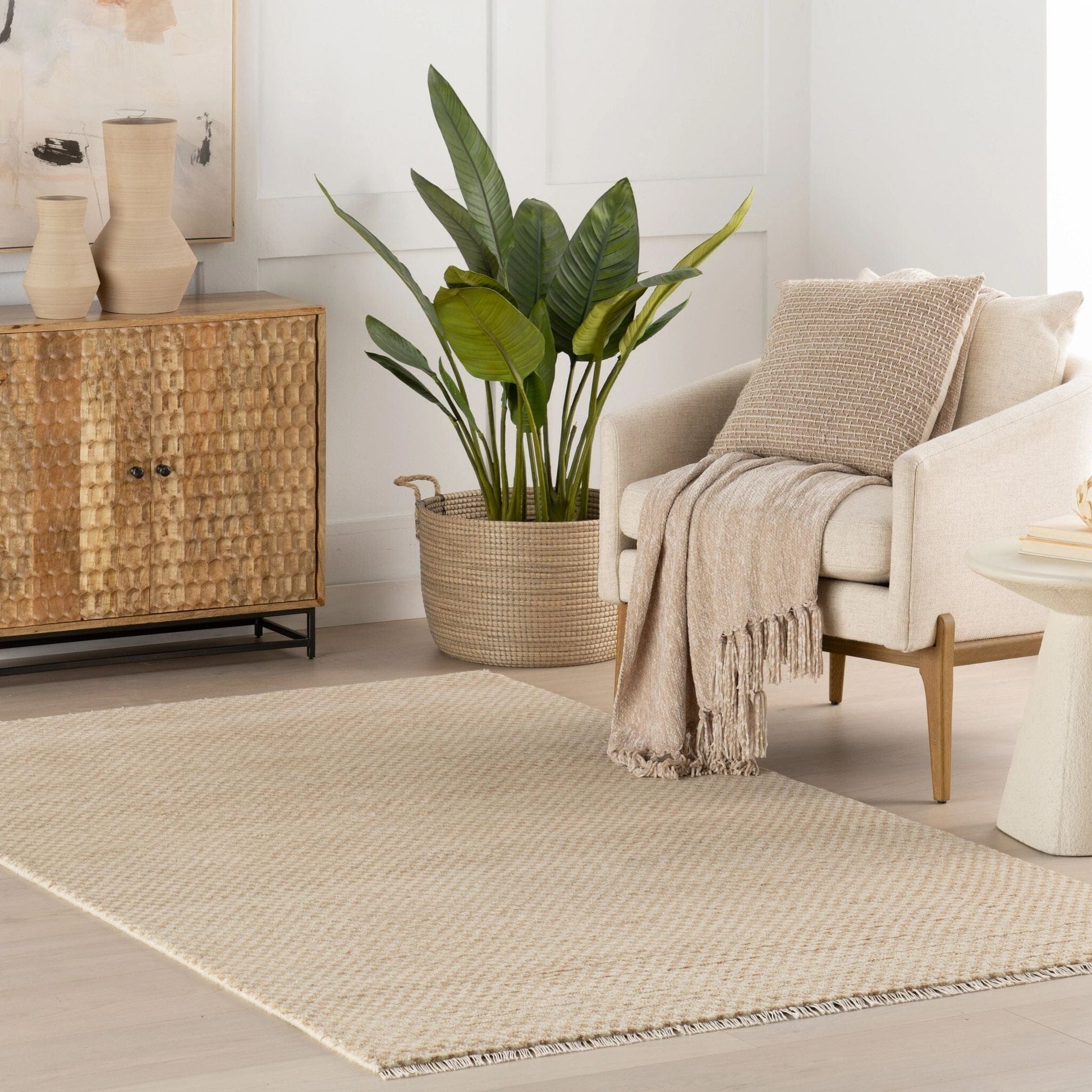 Pierce Wheat Hand Knotted Wool Rug Rugs 