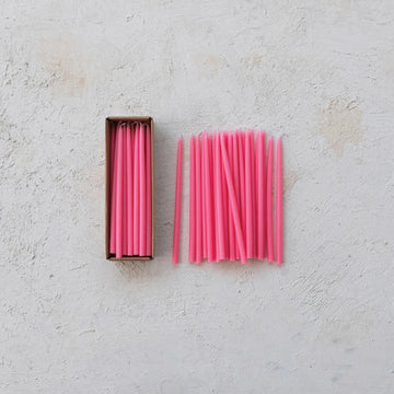 Pink Unscented Thin Taper Candles & Home Fragrance 