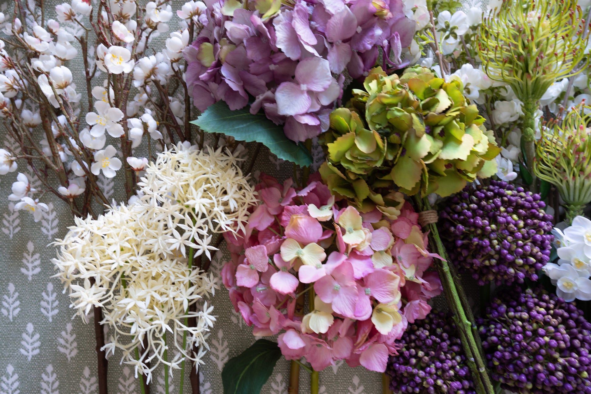Pink/Yellow Hydrangea 32" Greenery 
