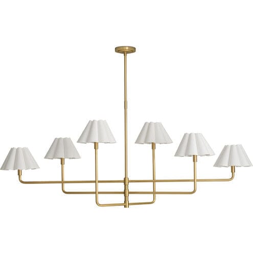 Polly Metal Chandelier Chandelier Natural Brass with White Scalloped Shade 