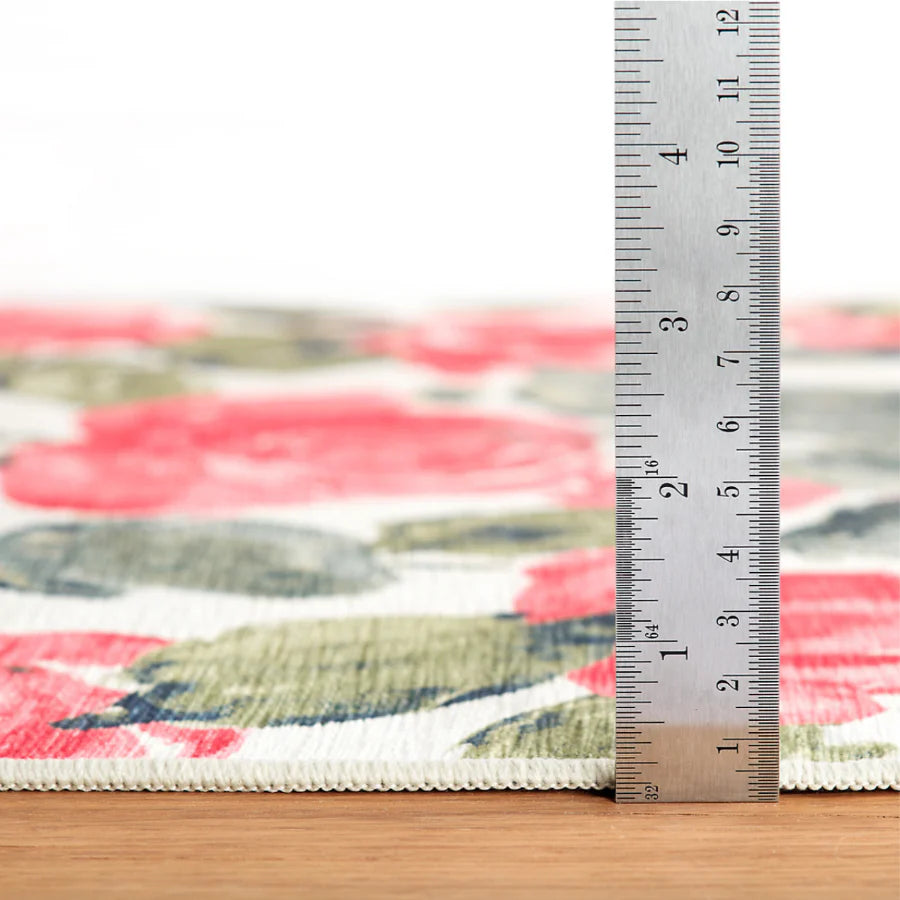 Pretty Peonies Multi Machine Washable Rug WASHABLE 