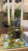 Green Glass Modern Taper Candleholders