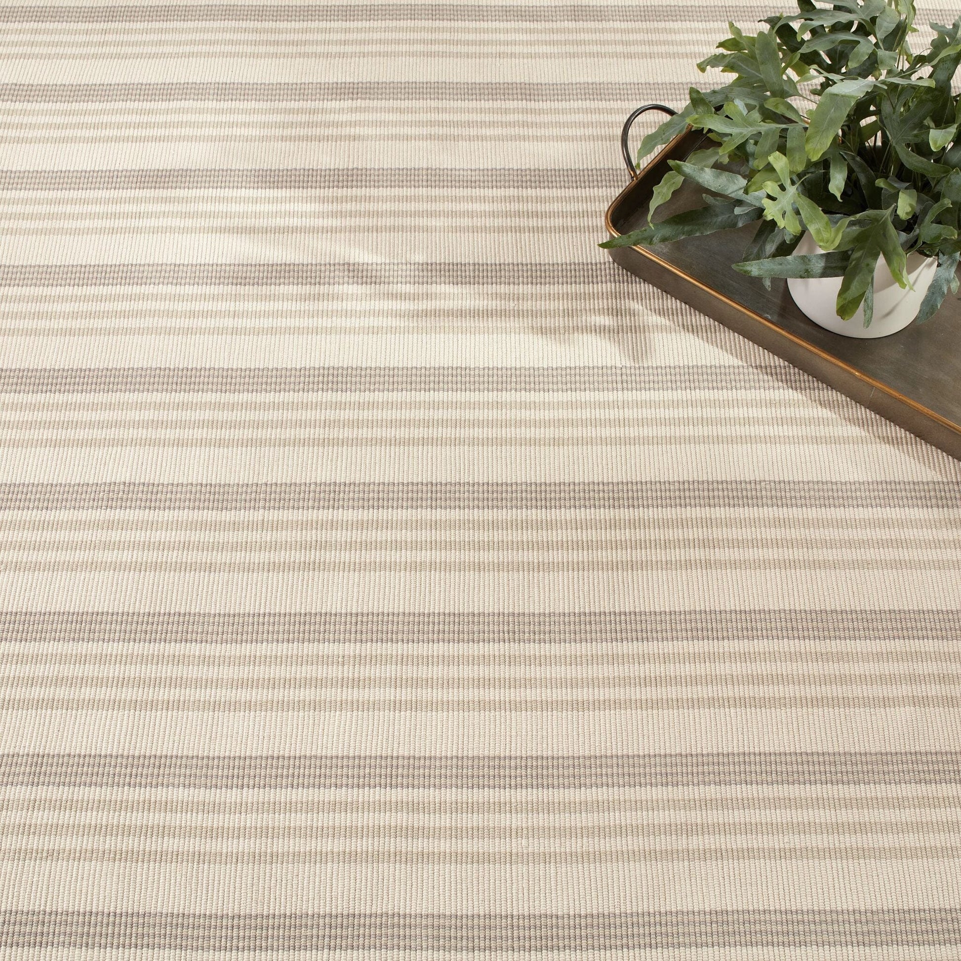 Putney Stripe Ivory Handwoven Cotton Rug Rugs 