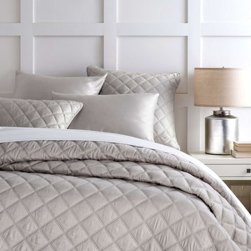 Quilted Silken Solid Grey Coverlet Coverlet 