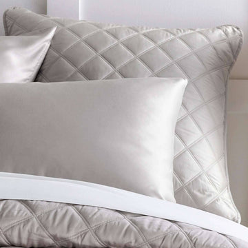 Quilted Silken Solid Grey Sham Coverlet Sham 