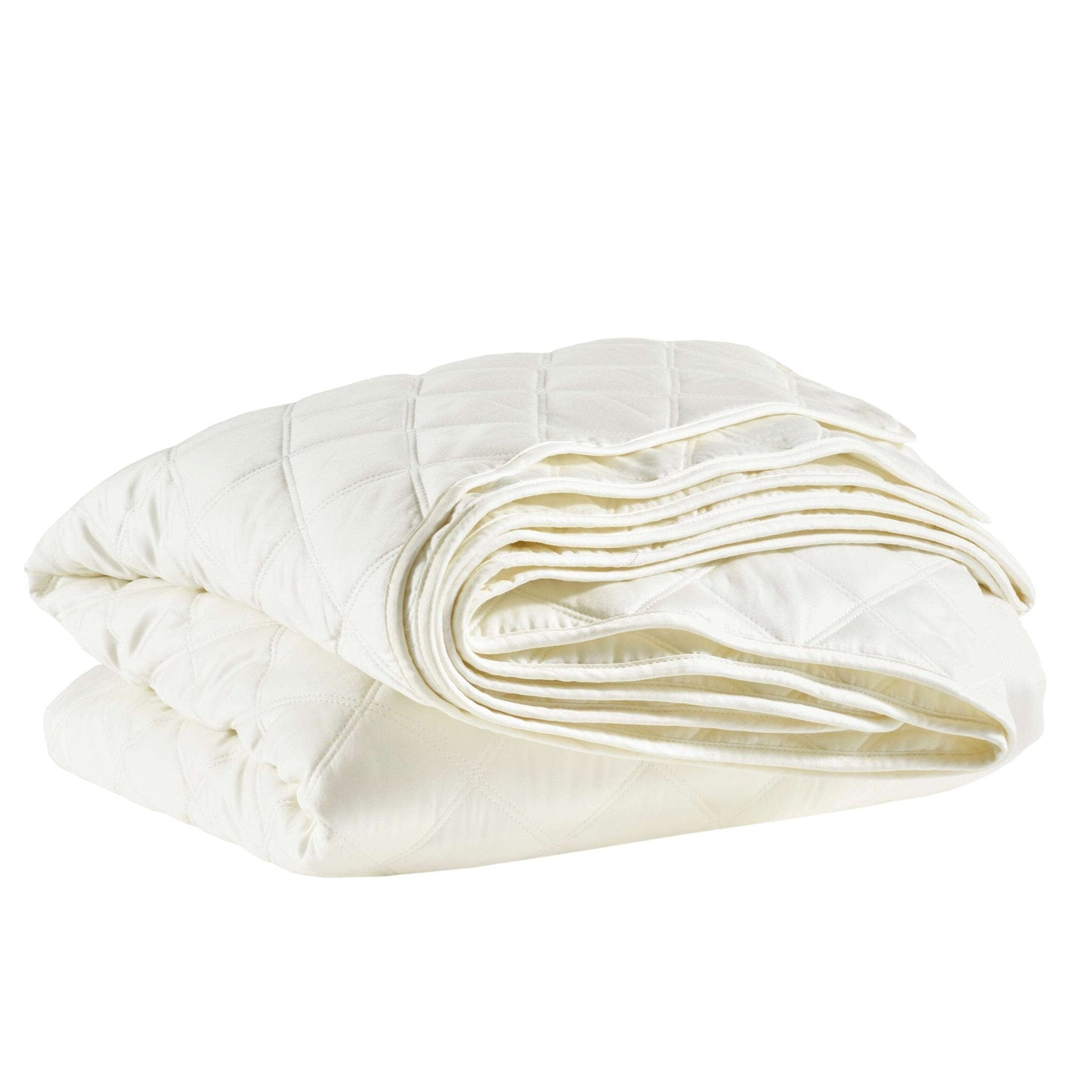 Quilted Silken Solid Ivory Coverlet Coverlet 