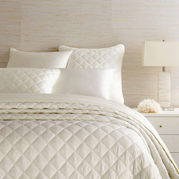 Quilted Silken Solid Ivory Coverlet Coverlet 