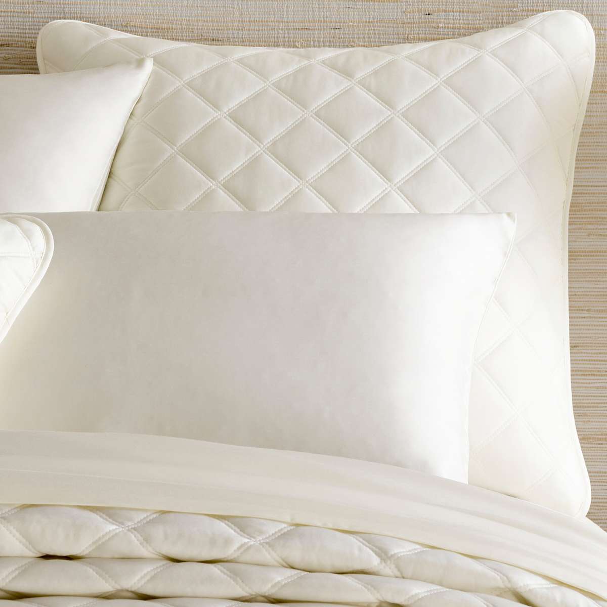 Quilted Silken Solid Ivory Sham Coverlet Sham 