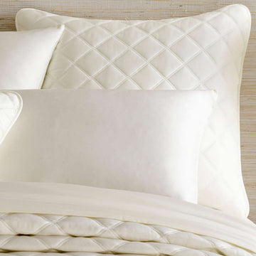 Quilted Silken Solid Ivory Sham Coverlet Sham 