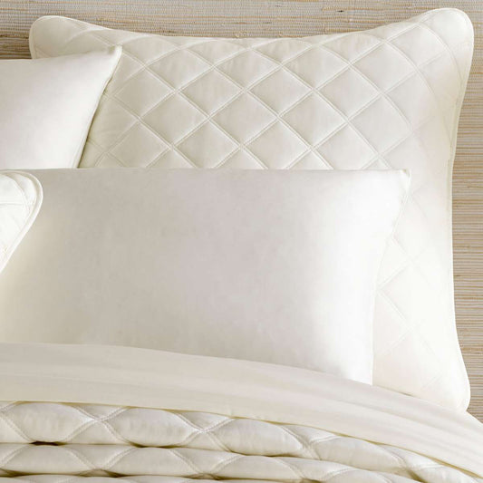 Quilted Silken Solid Ivory Sham Coverlet Sham 