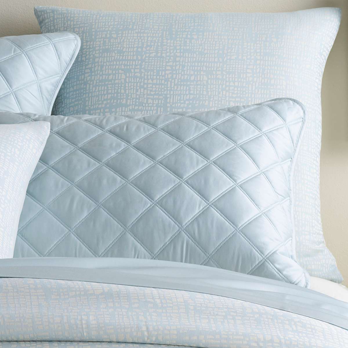 Quilted Silken Solid Robin's Egg Blue Sham Coverlet Sham 