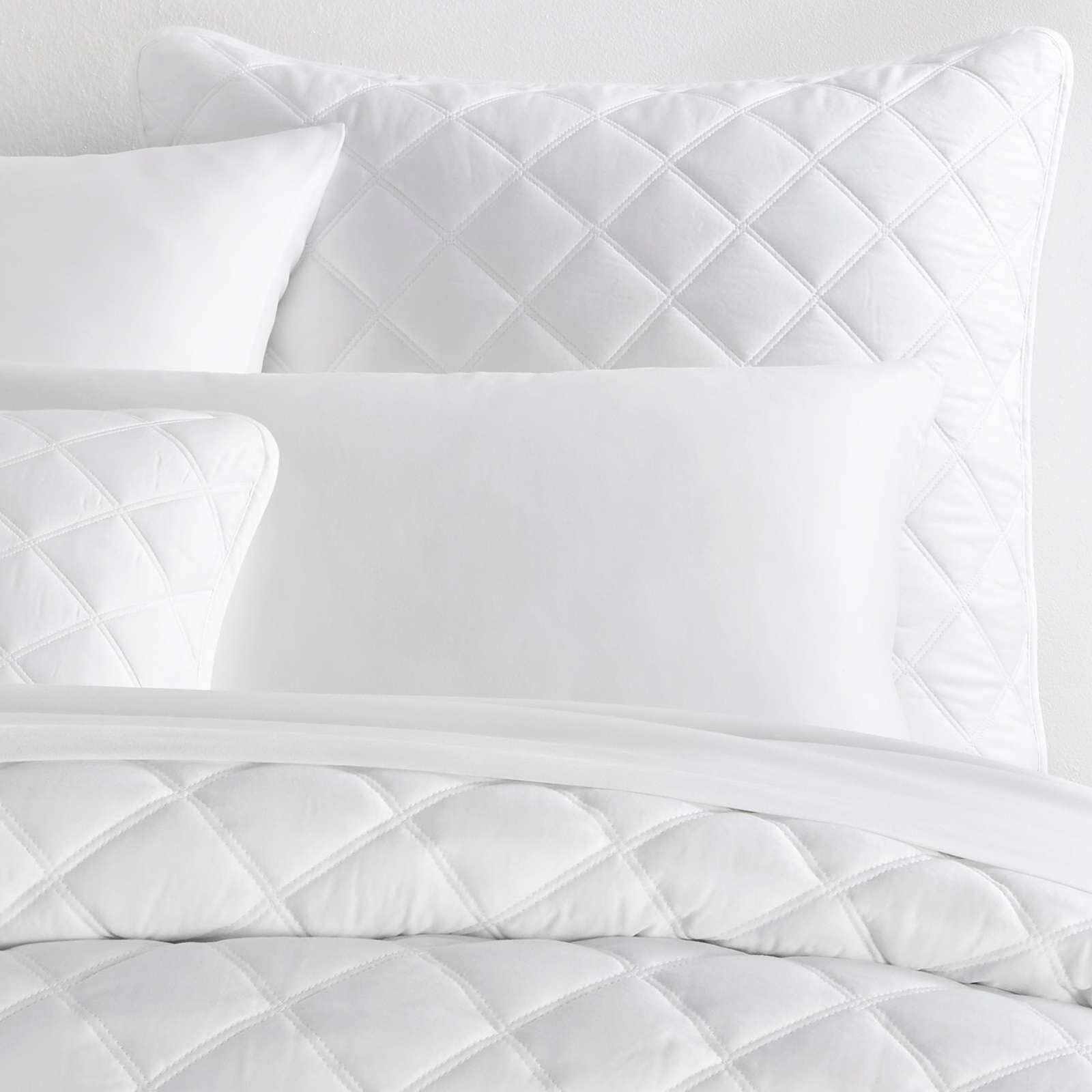Quilted Silken Solid White Sham Coverlet Sham 