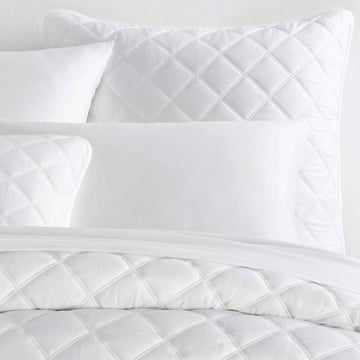 Quilted Silken Solid White Sham Coverlet Sham 