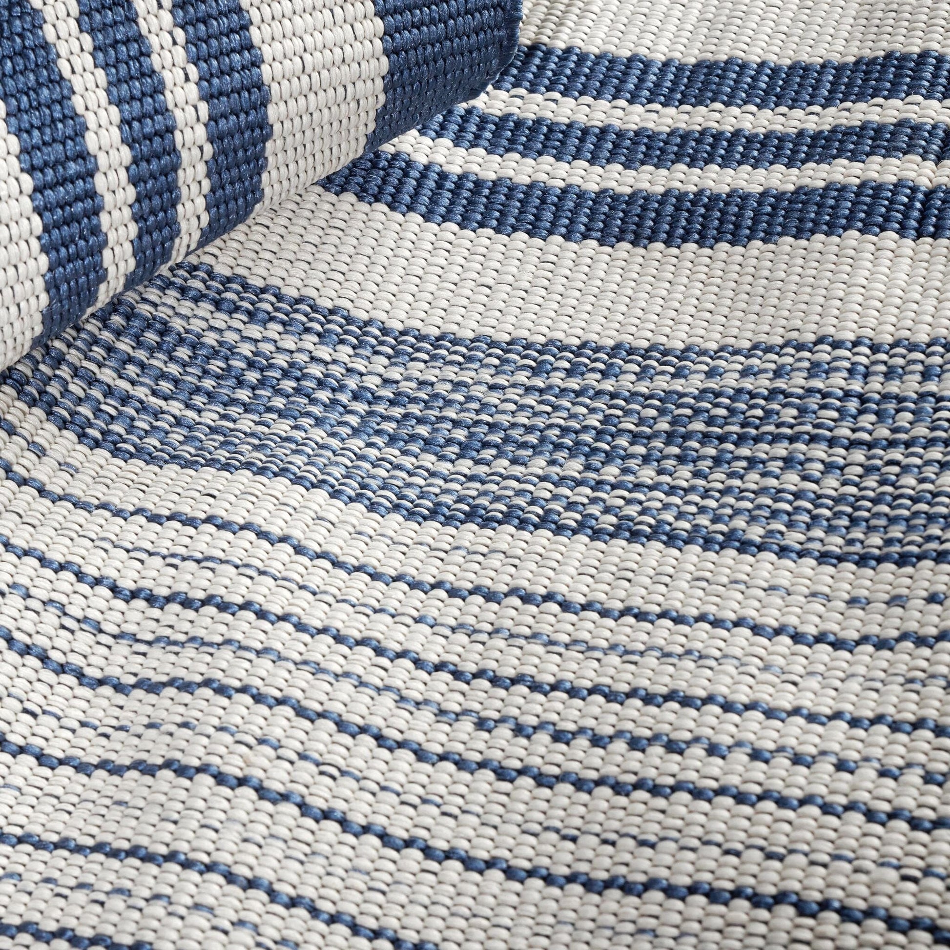 Quincy Stripe Denim Handwoven Indoor/Outdoor Rug RUGS 