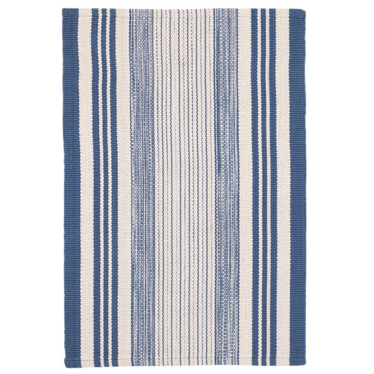 Quincy Stripe Denim Handwoven Indoor/Outdoor Rug RUGS 