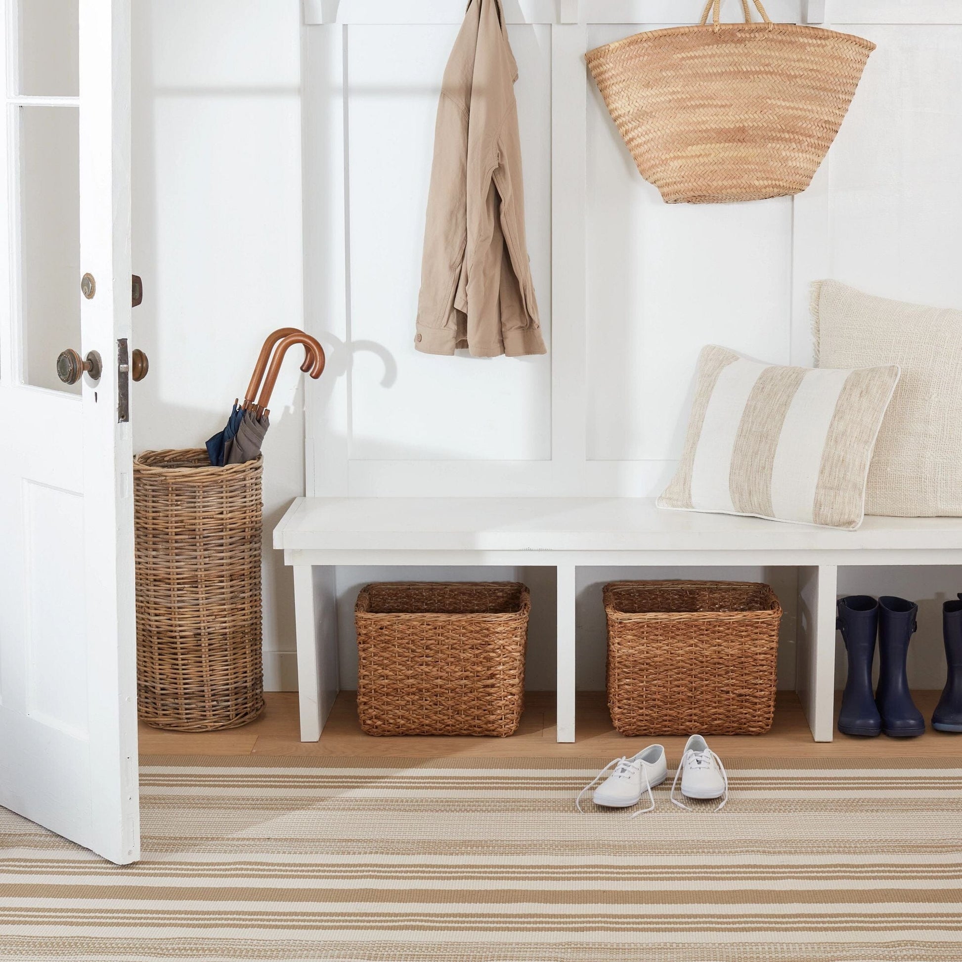 Quincy Stripe Khaki Handwoven Indoor/Outdoor Rug RUGS 