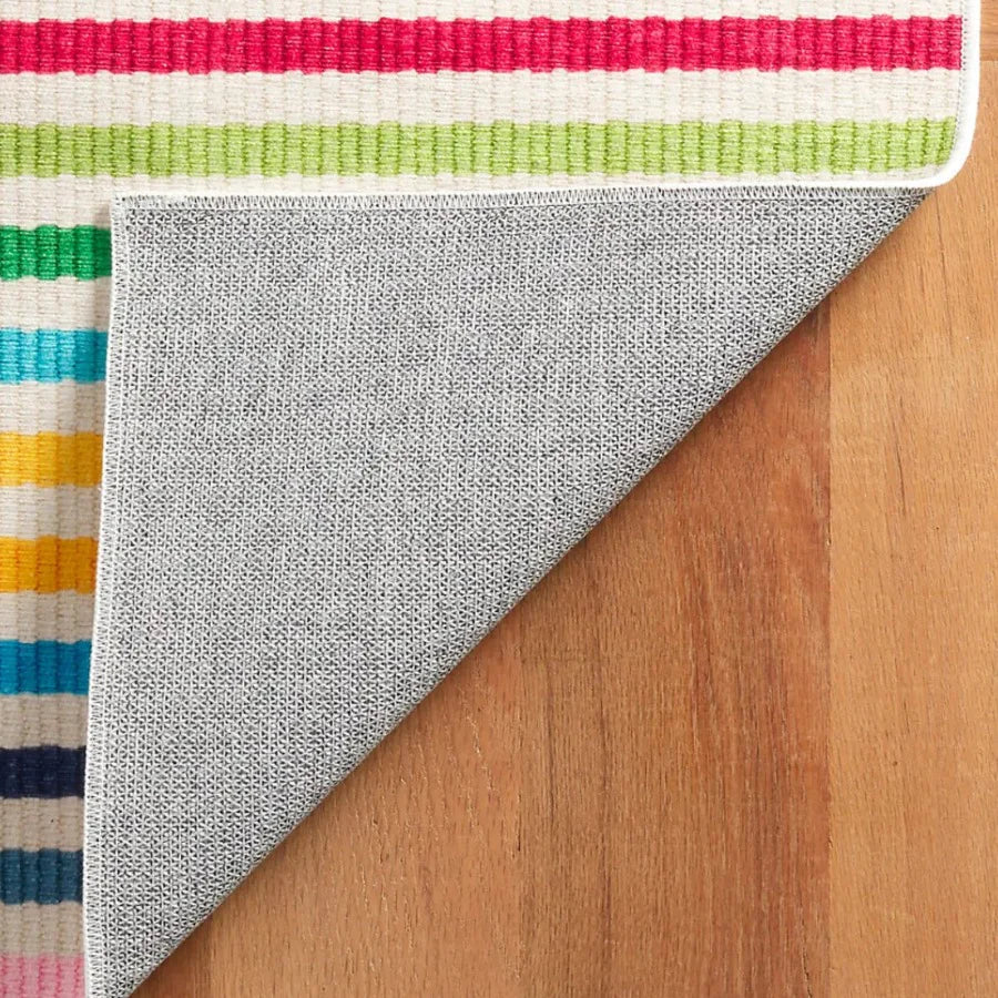 Rainbow Stripe Multi Machine Washable Rug WASHABLE 