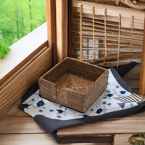 Rattan Square Napkin Holder Kitchen 