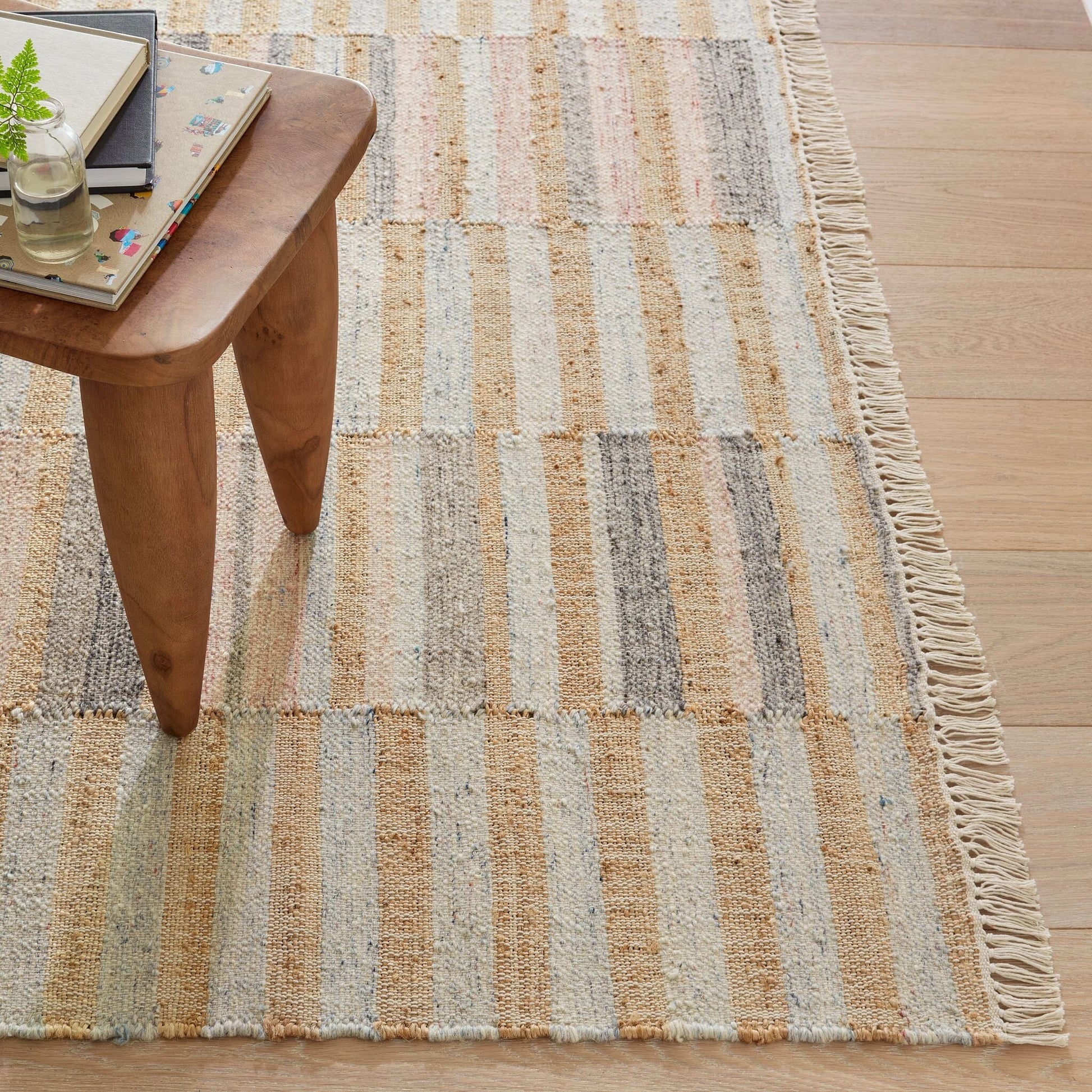 Ravel Stripe Blue Handwoven Wool Rug Rugs 