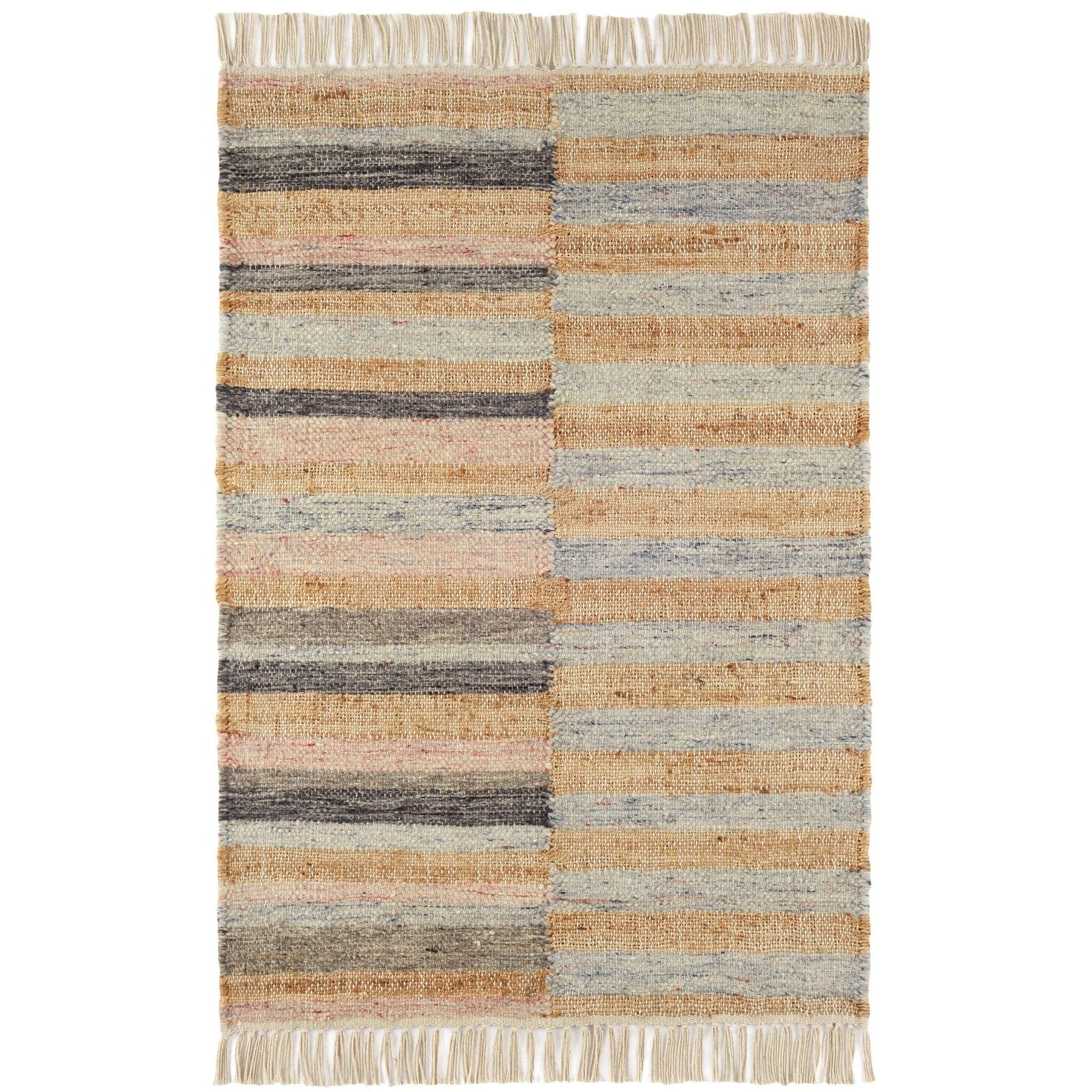 Ravel Stripe Blue Handwoven Wool Rug Rugs 